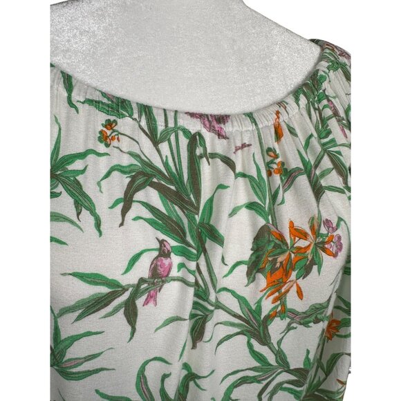 Anthropologie‎ Womens Floral Boho Peasant Blouse XS Long Sleeve Tropical Birds - Picture 6 of 14